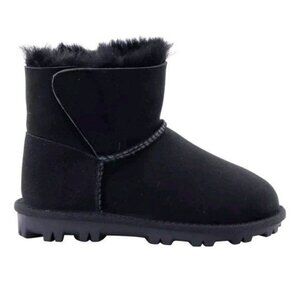 KS Boots 100% Suede FUR Boots Kids 2 Winter Snow Shearling Genuine Sheepskin